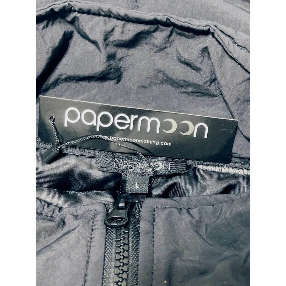 Papermoon Women Quilted Vest Large Black Mock Neck Full Zip Pockets NWT - Picture 5 of 7